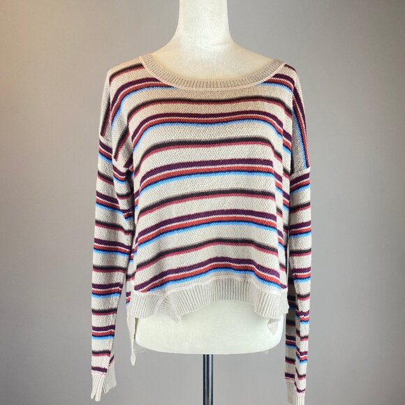 FP Beach Multi Color Striped Wool Alpaca Hi-Lo Pullover Sweater Sz S* - Picture 1 of 14